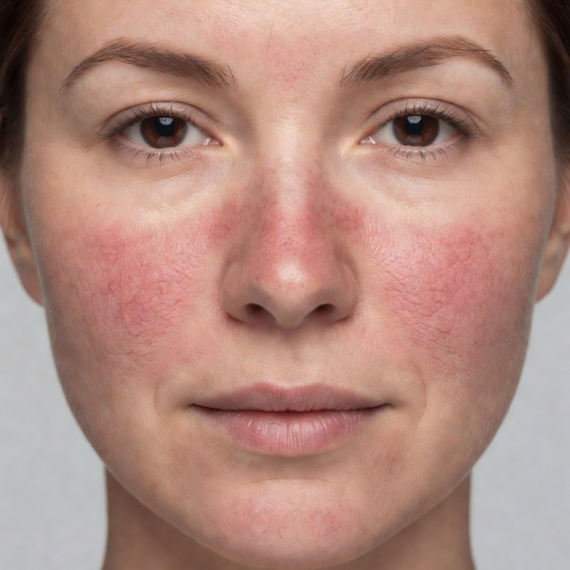 Facial redness and capillaries after two laser sessions — before