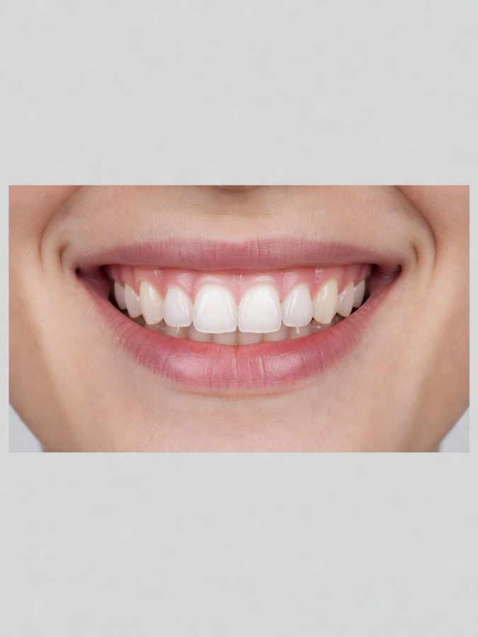 Gummy smile softened with four units — before