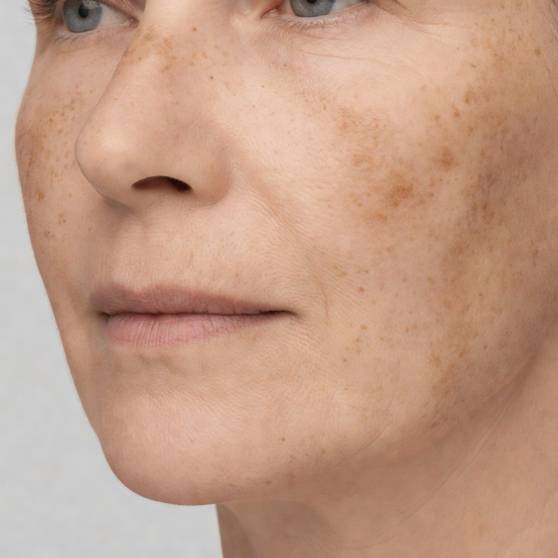 Sun spots faded with a medium-depth peel — before